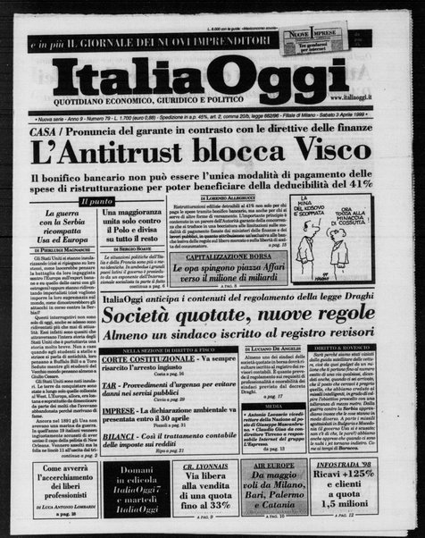 Italia oggi : quotidiano di economia finanza e politica